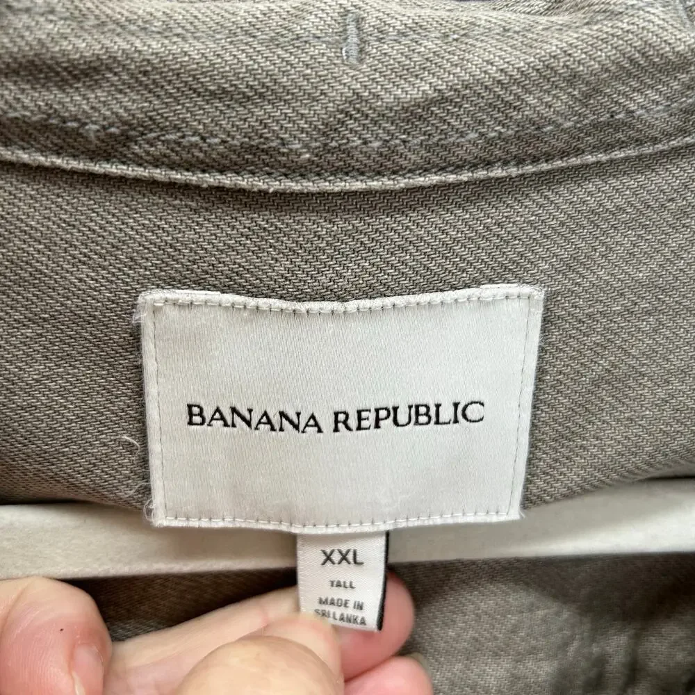 Banana Republic men’s denim shacket shirt jacket gray XXLT button up spring ‘26